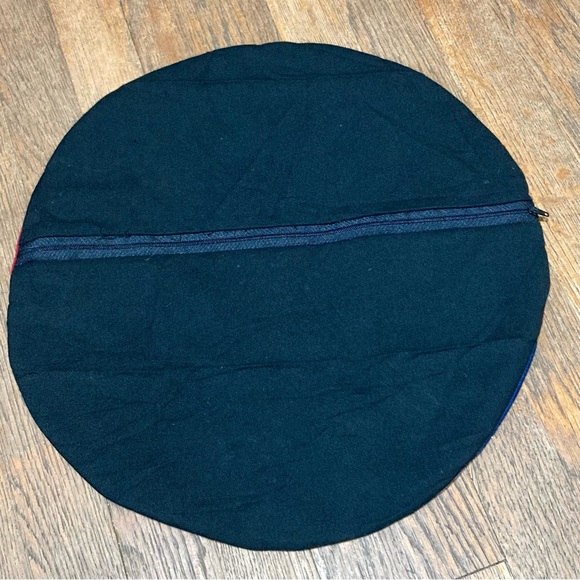 BOHEMIAN Indian Velvet Round Embroidered Decorative Round Pillow Cover 15.5” - Picture 6 of 16